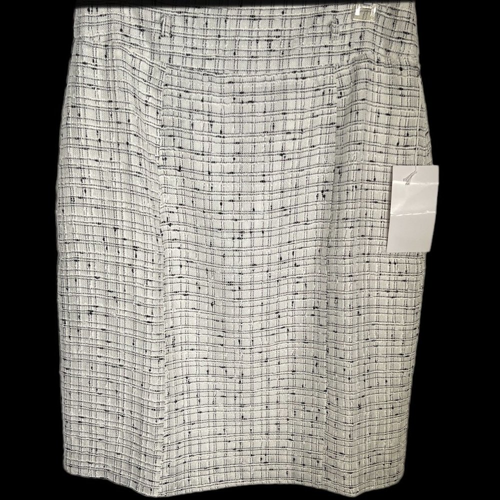 Fleur By David Rodriquez Black White Twill A-line Belted Skirt 8 NWT